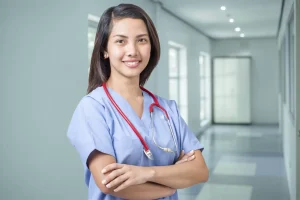 Female doctor in scrubs